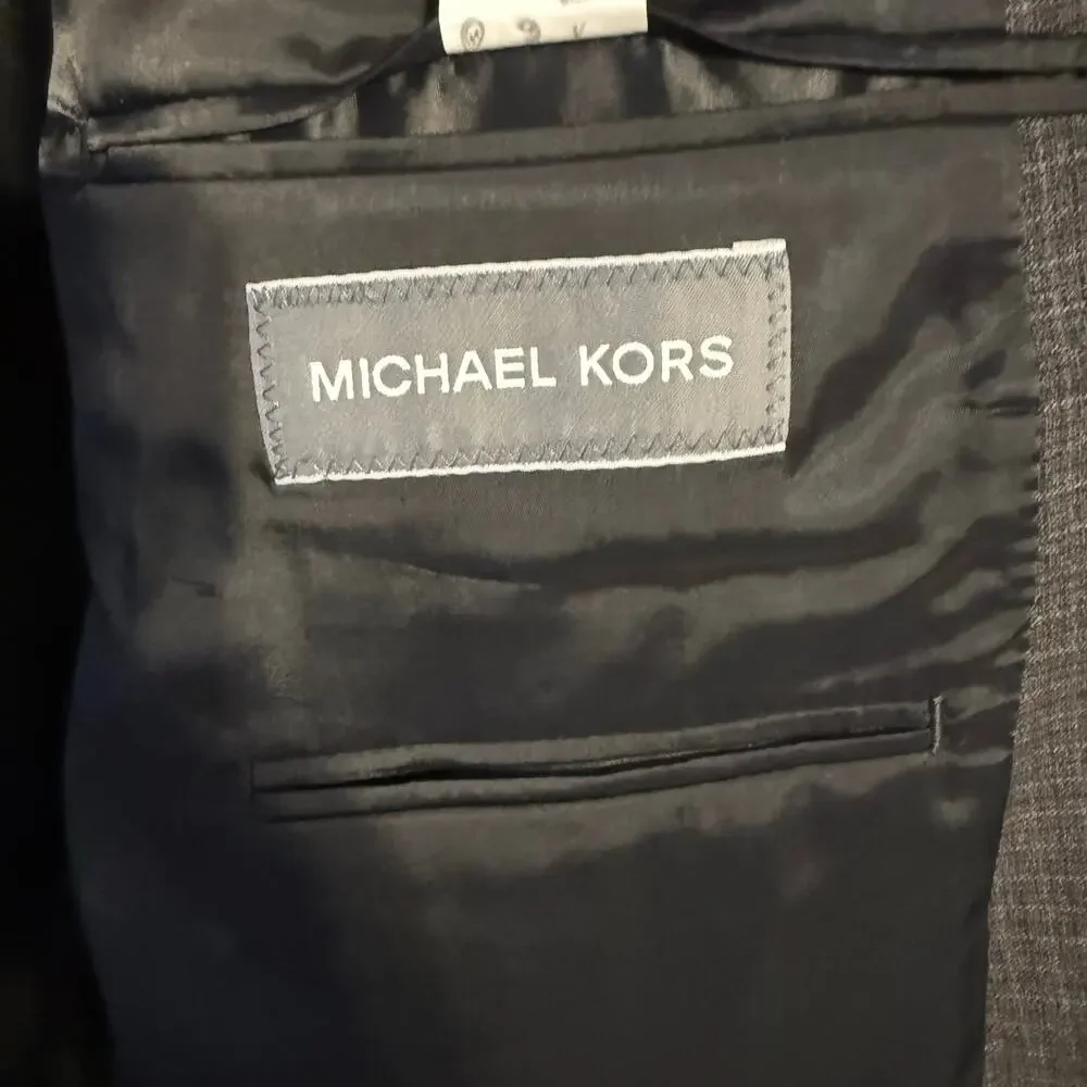 Michael Kors 52R Gray Windowpane Plaid Blazer Sport Coat Big Tall 2-Button